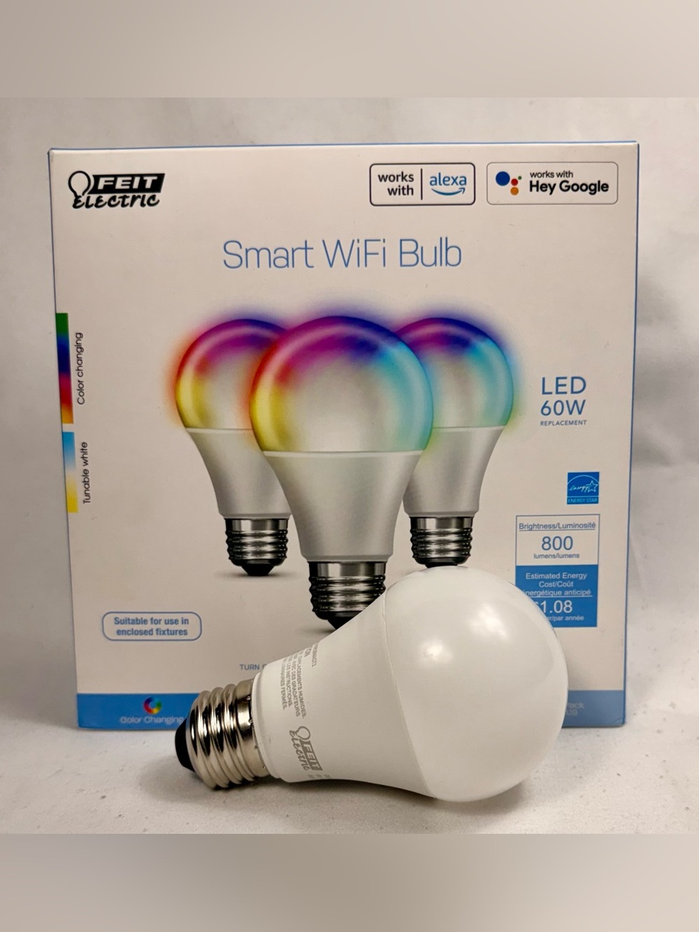 FEIT Smart WiFi LED Color Changing Bulb - White & Multi-Color